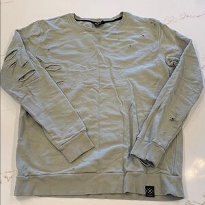 Kultivate Men's Casual Distressed Crewneck Sweater - Green, Size L